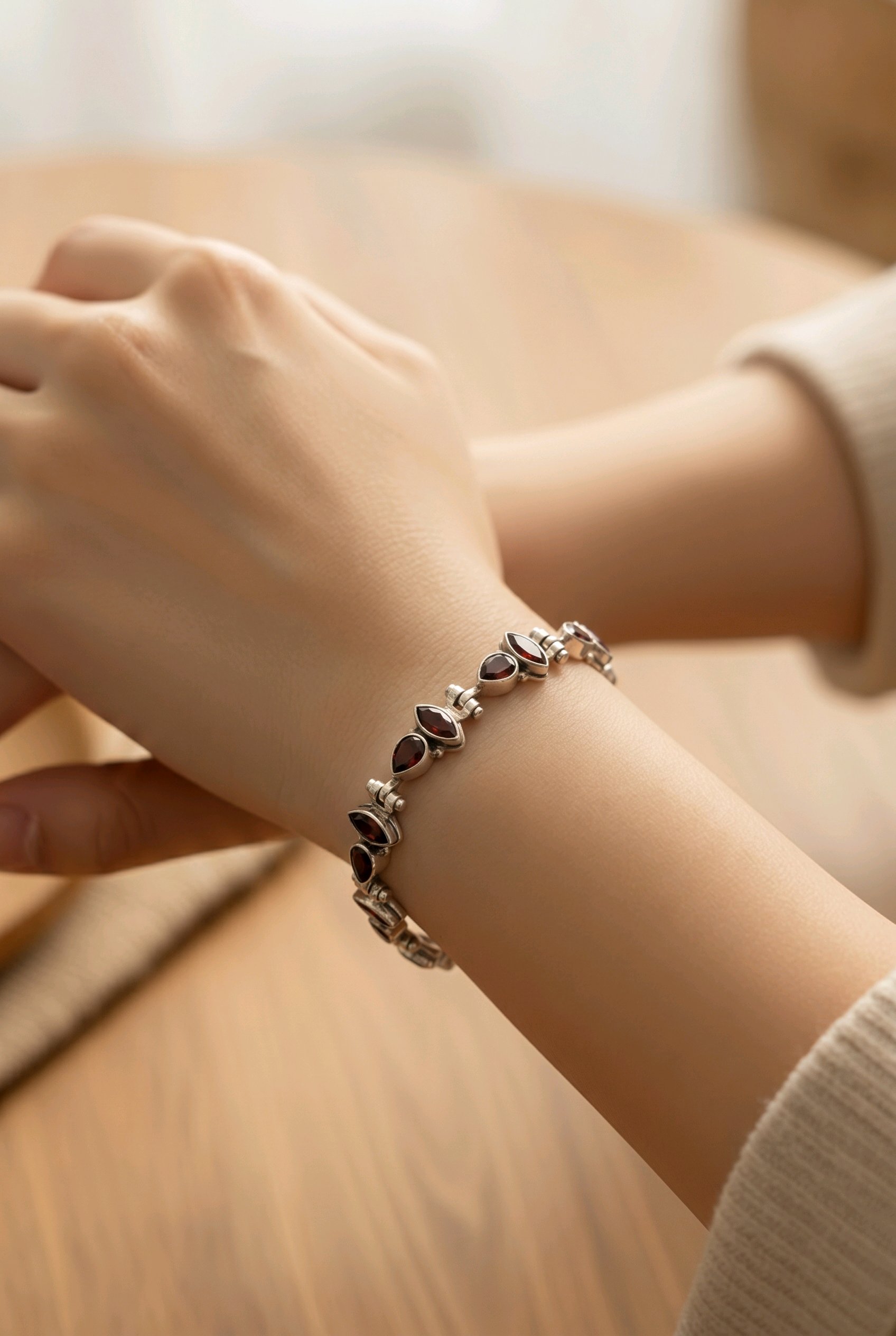 Garnet Marquise & Teardrop Bracelet — Club925 Archive product photograph