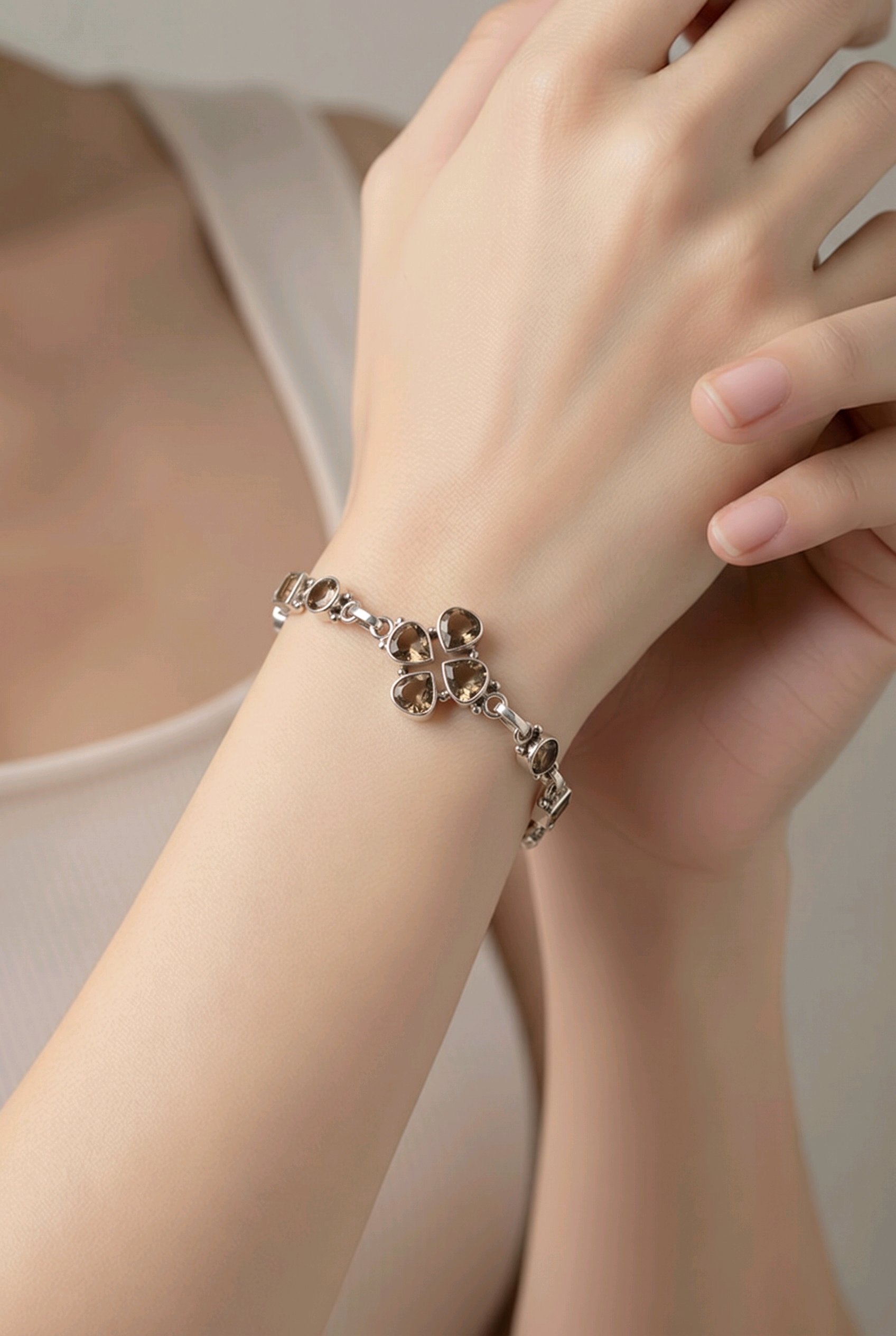Citrine Flower Bracelet • Geometric Clover Link — Club925 Archive product photograph