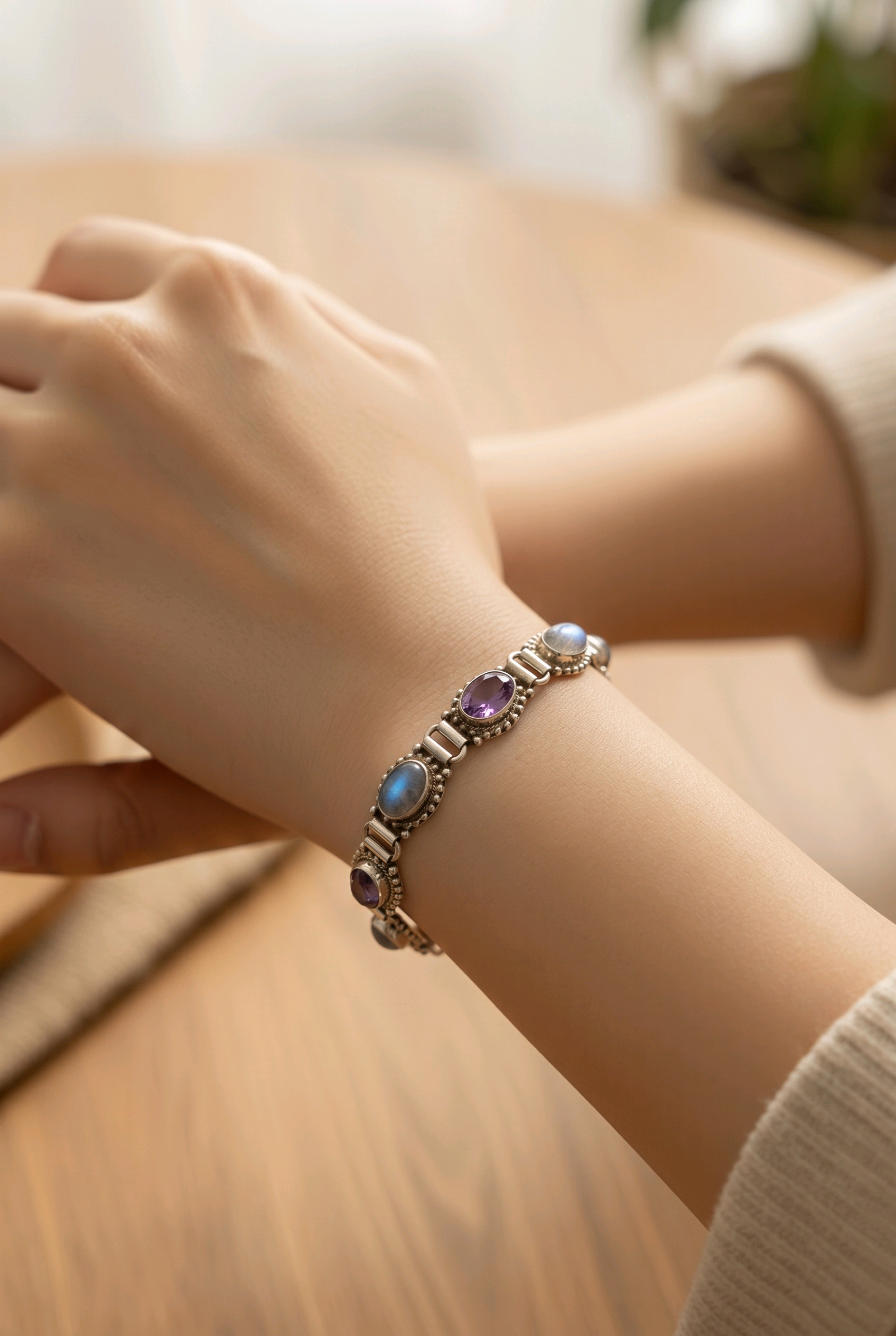 Moonstone and Amethyst Bracelet — Club925 Archive product photograph