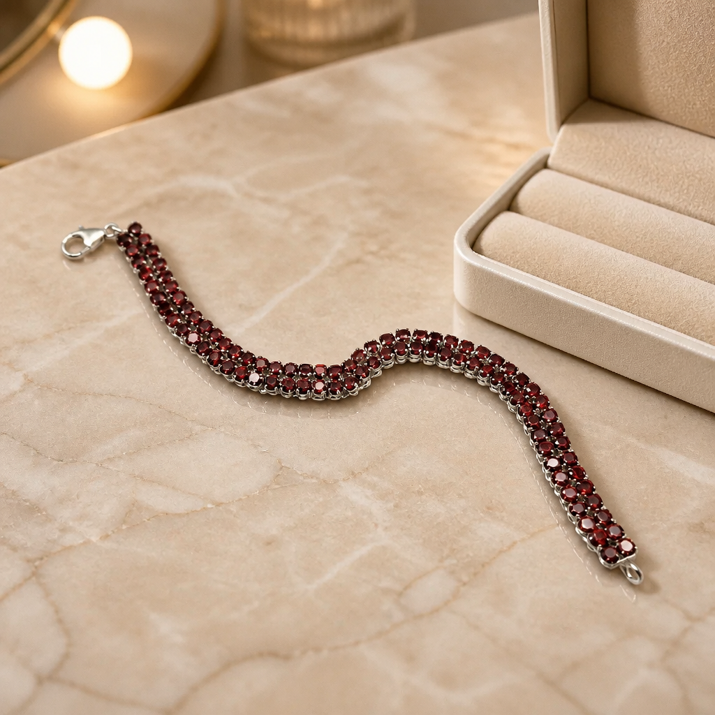 Garnet Tennis Bracelet • Multi-Stone Line — Club925 Archive product photograph