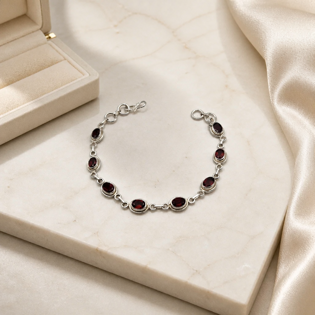 Garnet Bracelet • Oval Stones — Club925 Archive product photograph