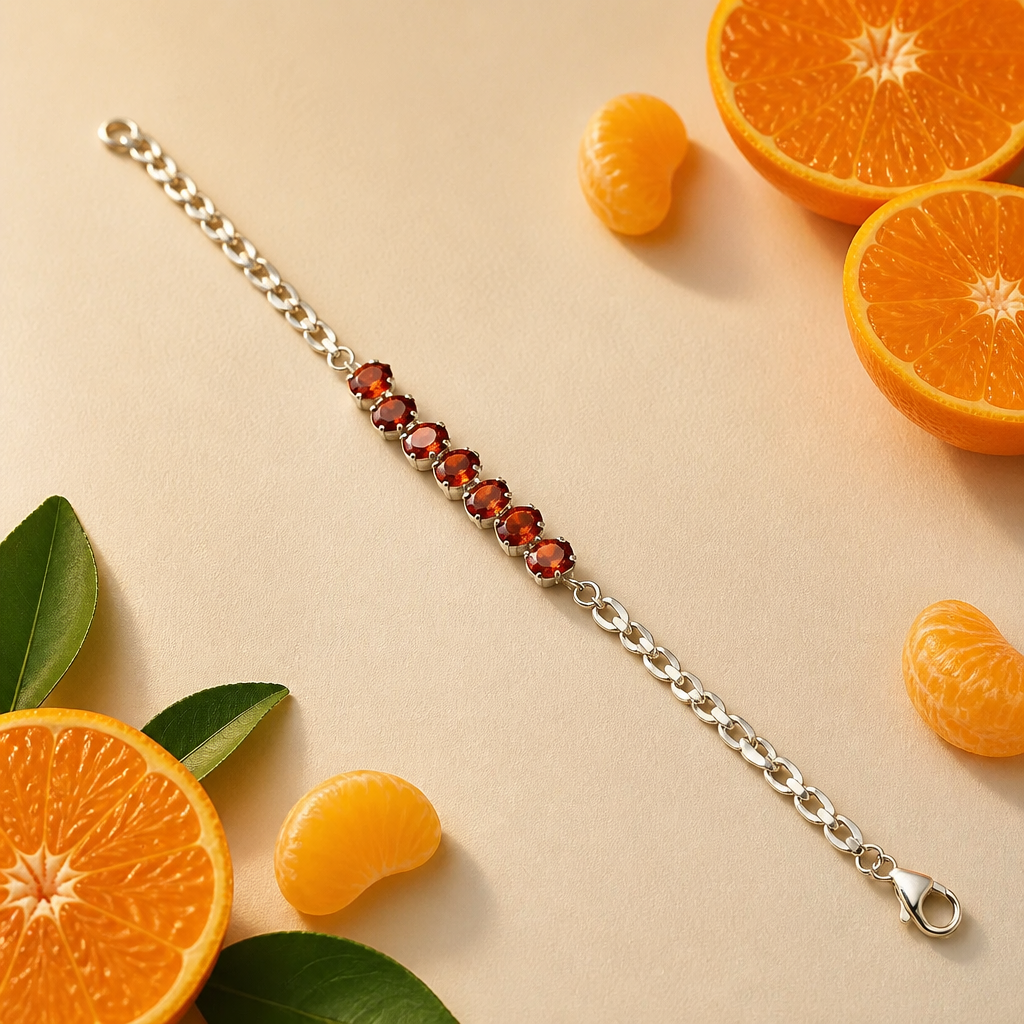 Orange Garnet Infinity Link Bracelet — Club925 Archive product photograph