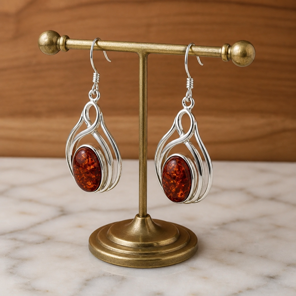 Teardrop Amber Earrings — Club925 Archive product photograph