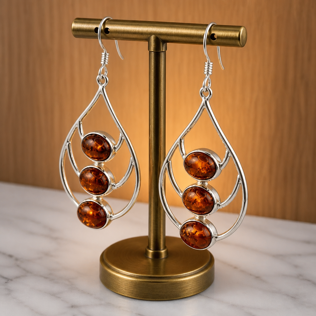 3-Stone Amber Earrings — Club925 Archive product photograph