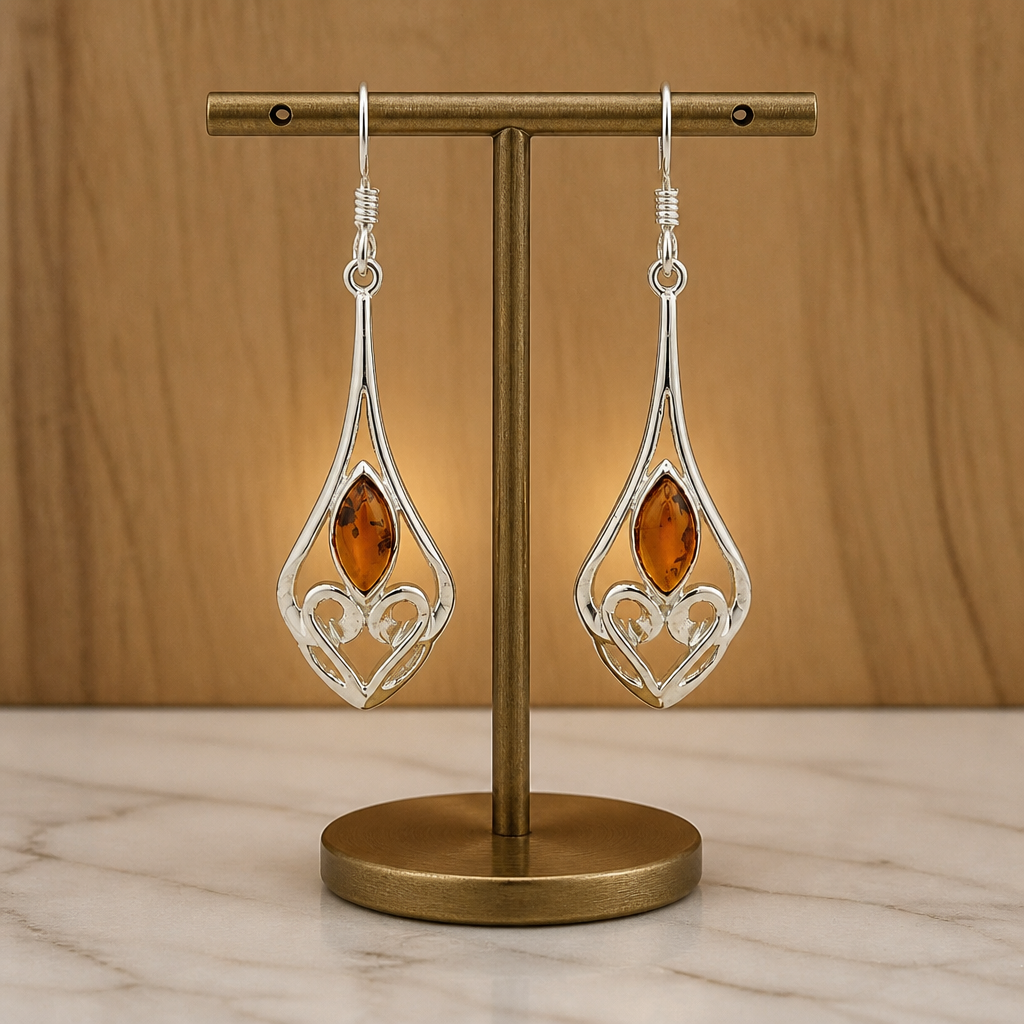Filigree Amber Earrings — Club925 Archive product photograph