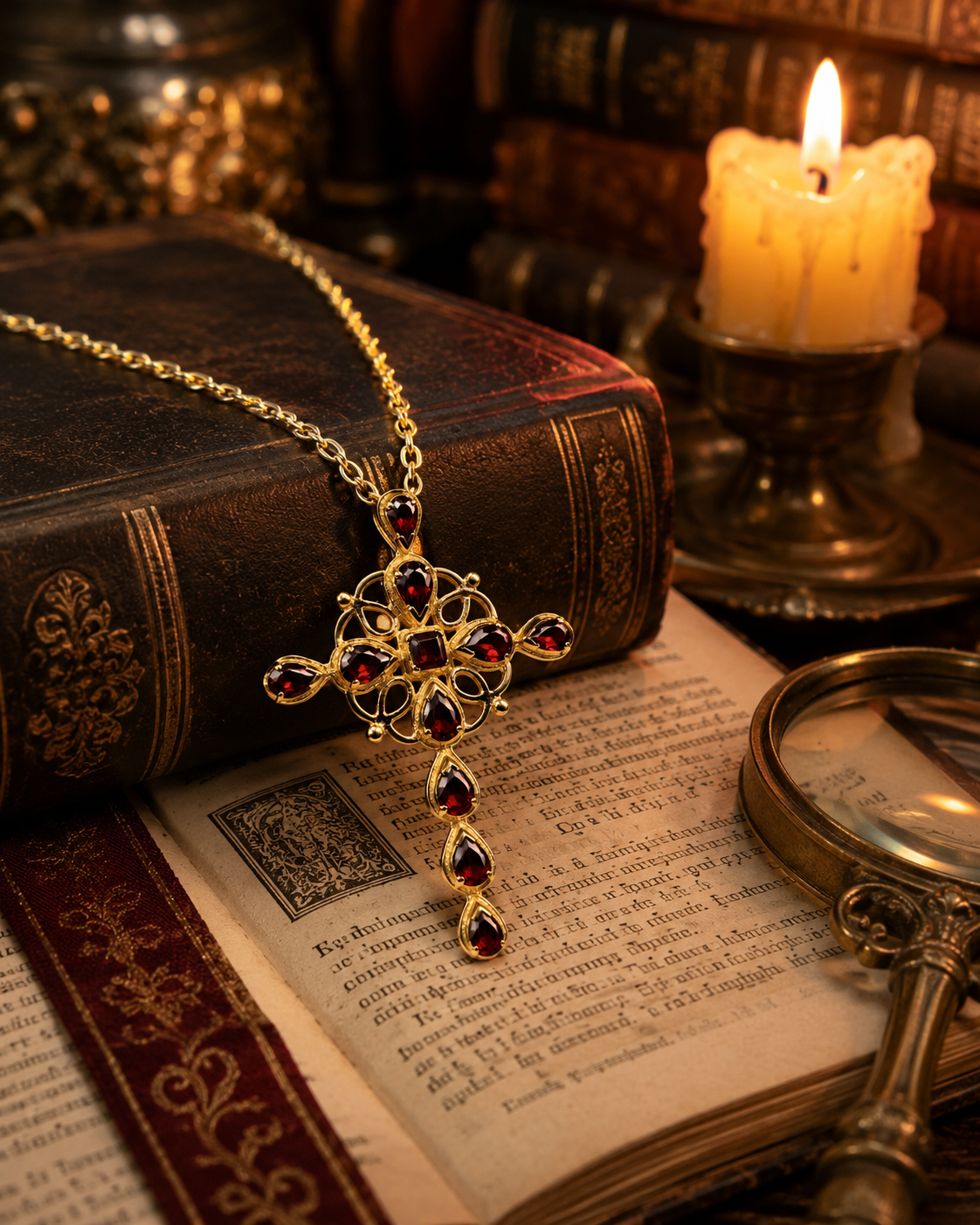 Garnet Cross Necklace — Club925 Archive product photograph