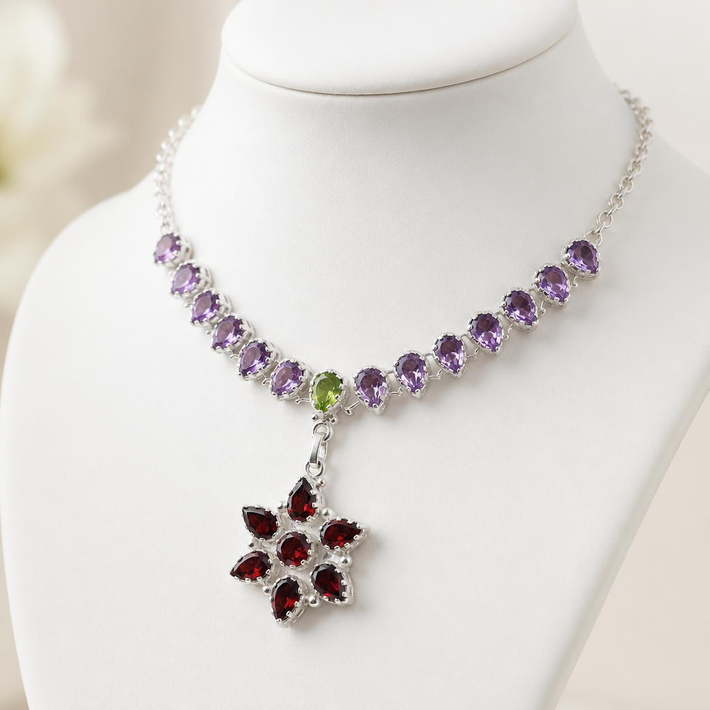 Bib Necklace With Starburst Pendant — Club925 Archive product photograph