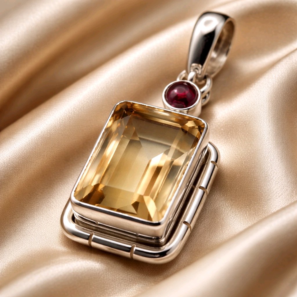Emerald Cut Citrine Pendant — Club925 Archive product photograph