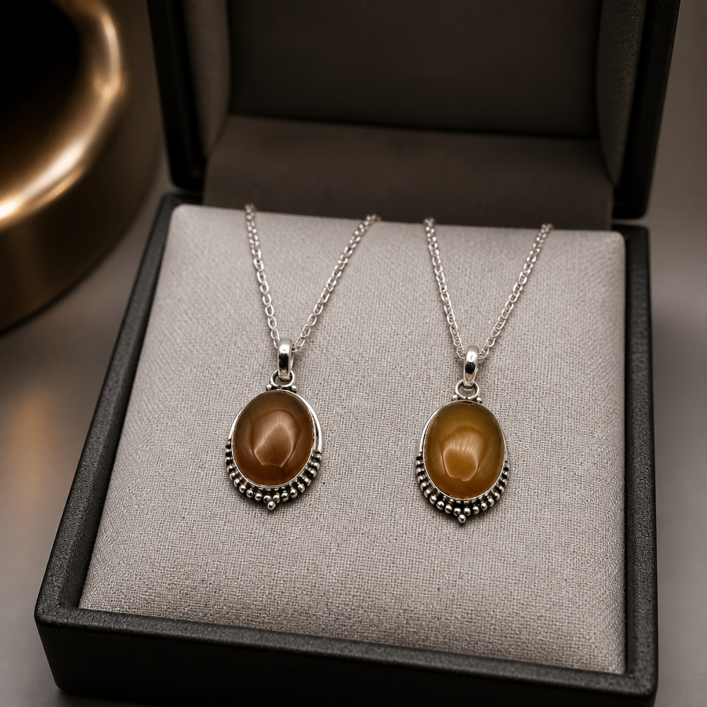Carnelian Pendant • Honey Brown Oval Cabochon — Club925 Archive product photograph