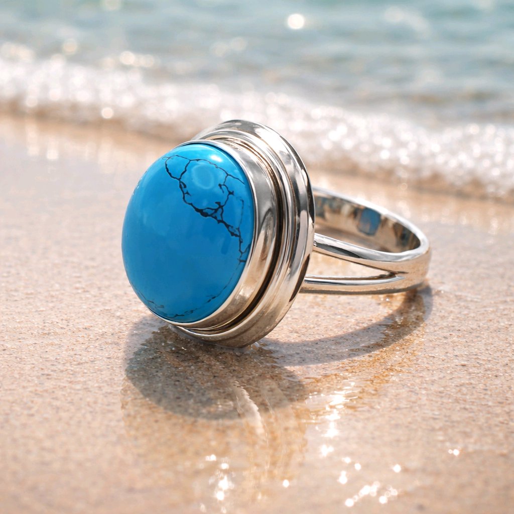Turquoise High Dome Statement Ring — Hero photograph